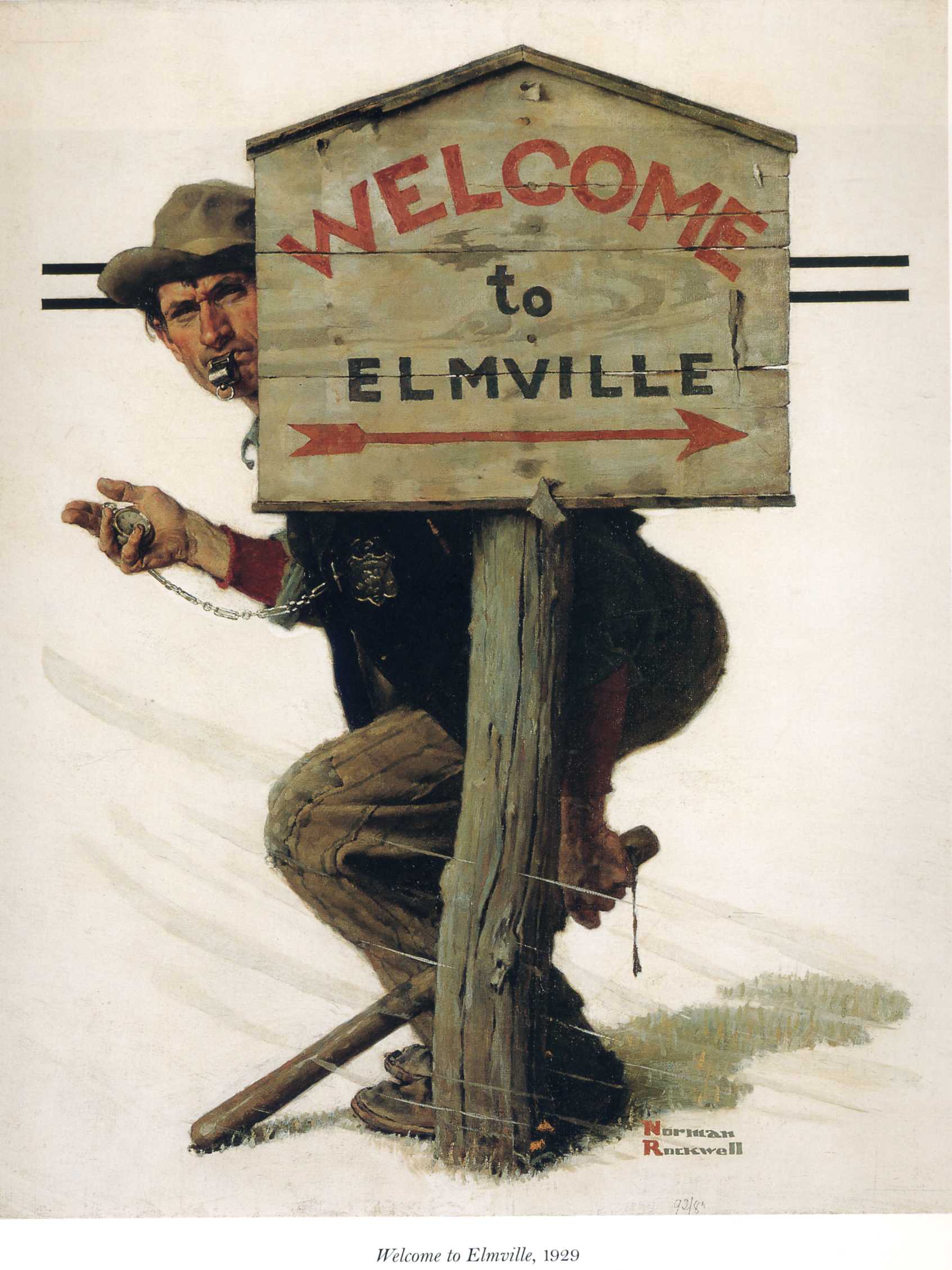 Trap in Elmville (1929) - Norman Rockwell Tablo