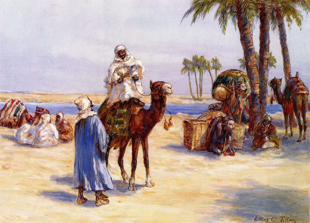 Travelers near Cairo - Louis Comfort Tiffany Tablo