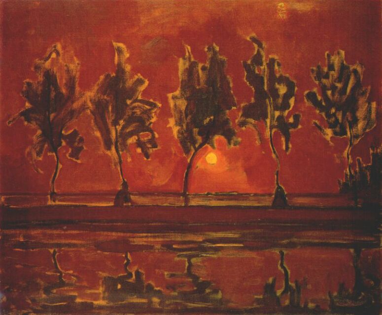 Trees by the Gein at Moonrise (1907) – Piet Mondrian Tablo
