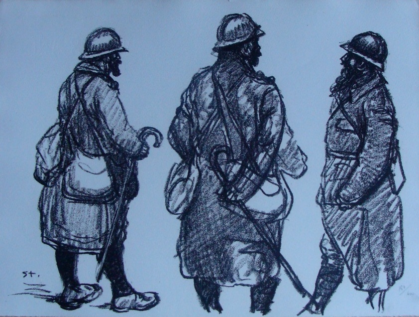 Trois permissionaires barbus (1916) – Théophile Steinlen Tablo
