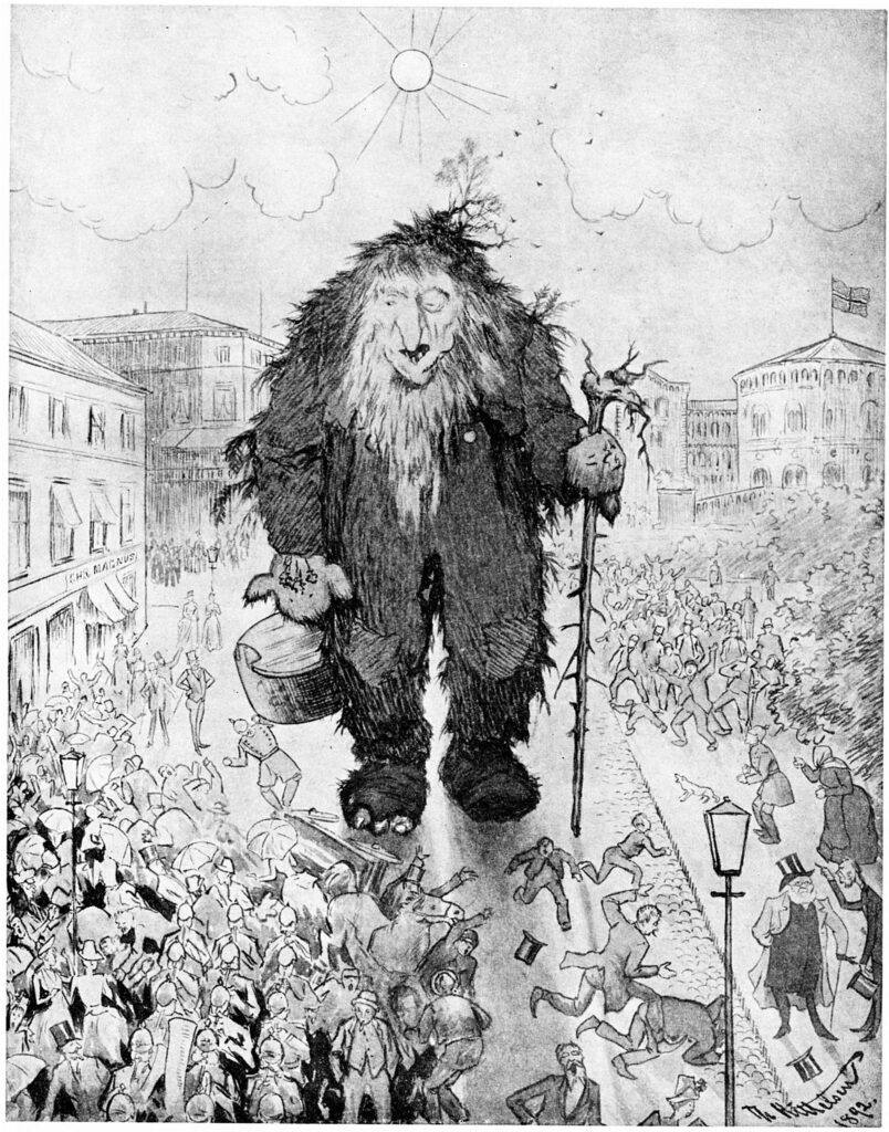 Troll at the Karl Johan Street Trollet på Karl Johan (1892) - Theodor Severin Kittelsen Tablo
