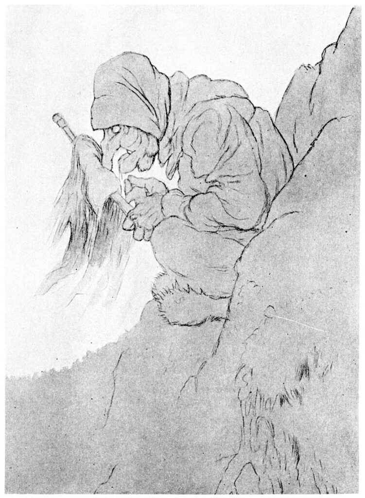 Trollkjerringen I Bergskorten - Theodor Severin Kittelsen Tablo