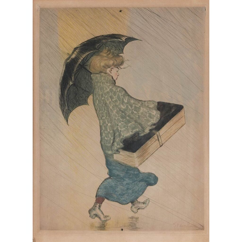 Trottin Sous La Pluie (1898) - Théophile Steinlen Tablo