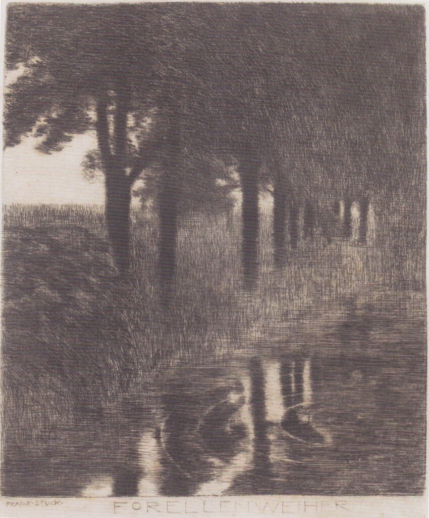 Trout Pond (1890) - Franz Stuck Tablo