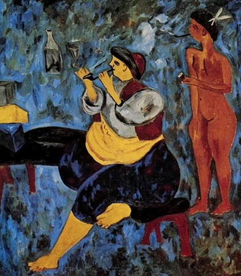 Turkish Scene, a Smoker - Mikhail Larionov Tablo