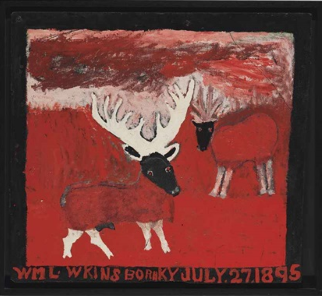 Two Deer in a Fiery Forest - William Hawkins Tablo