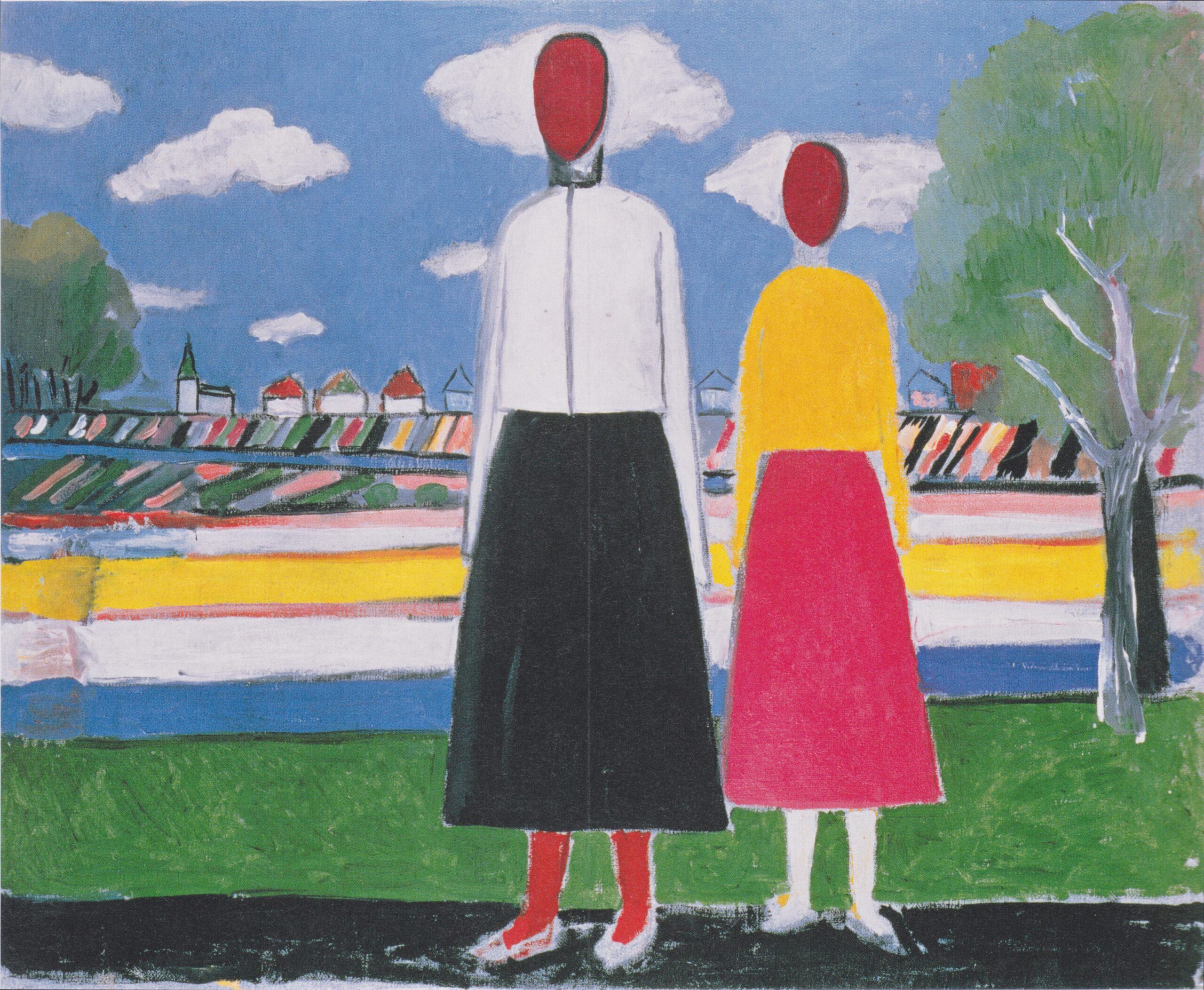 Two Figures in a Landscape (1932) - Kazimir Malevich Tablo