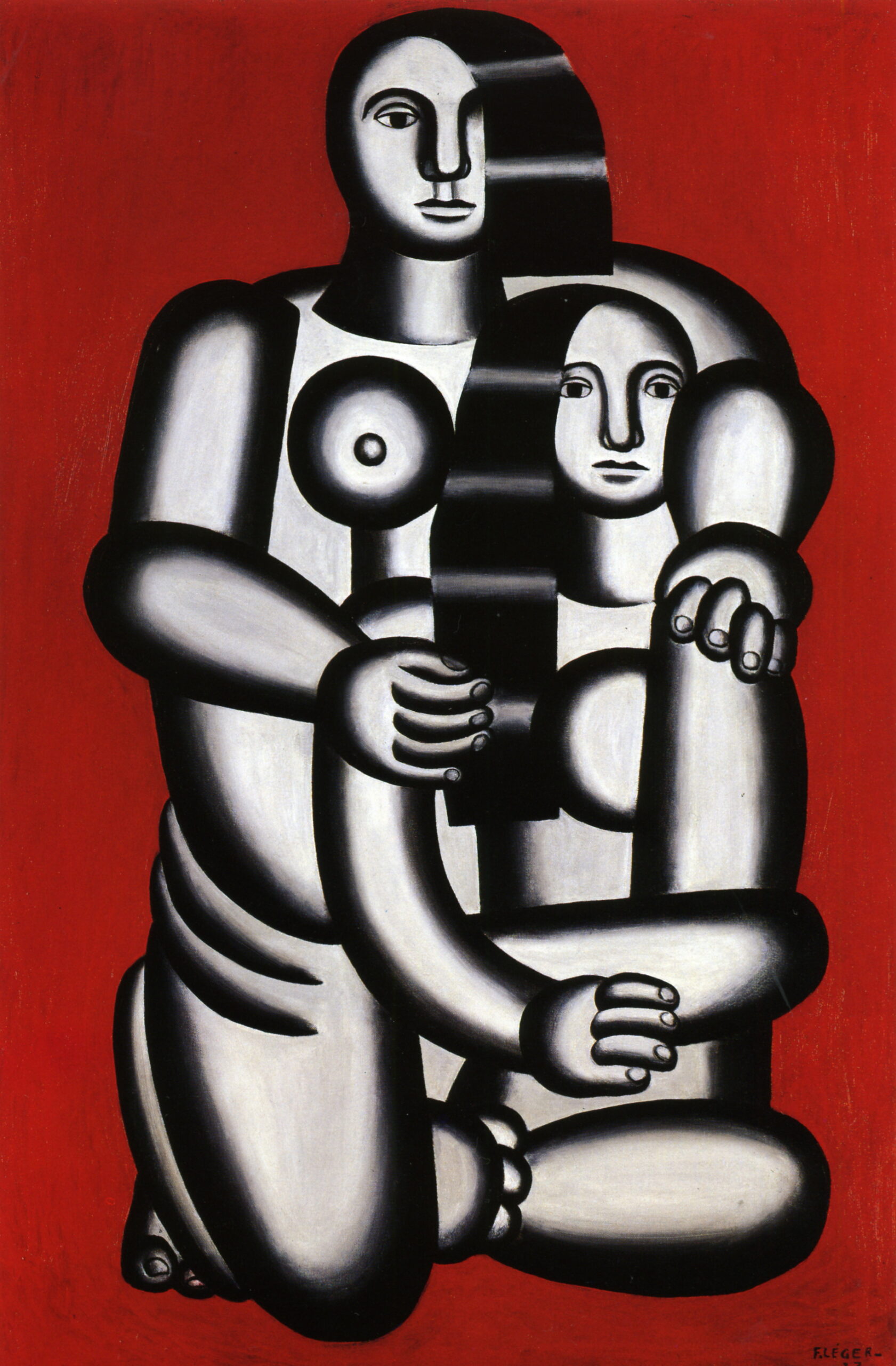 Two Figures, naked on red bottom (1923) - Fernand Léger Tablo