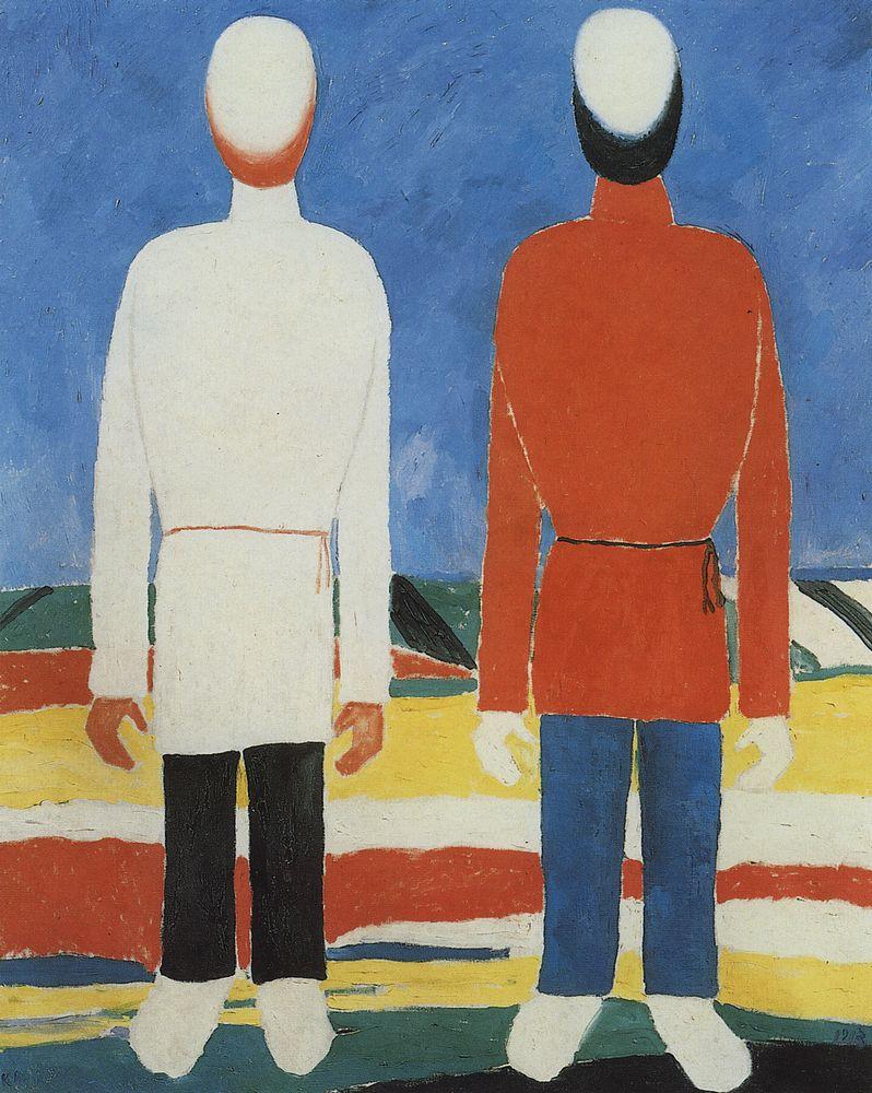 Two Male Figures (1930) - Kazimir Malevich Tablo