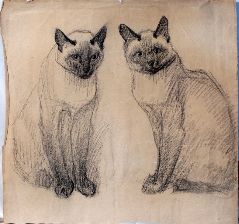 Two Siamese cats – Théophile Steinlen Tablo