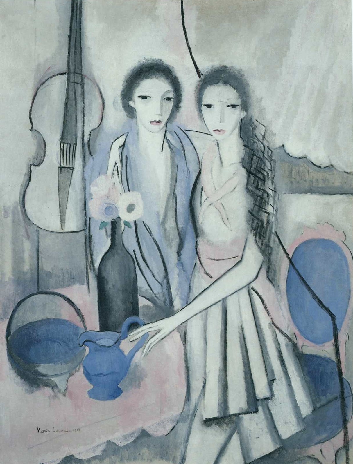 Two Sisters with a Cello (1913) - Marie Laurencin Tablo