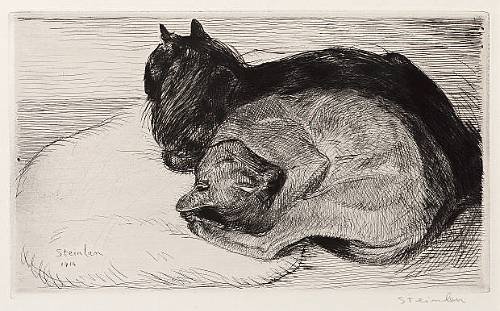 Two Sleeping Cats (1914) – Théophile Steinlen Tablo