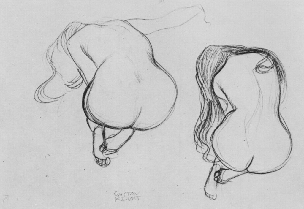 Two Studies of Sitting Nudes (1901) - Gustav Klimt Tablo