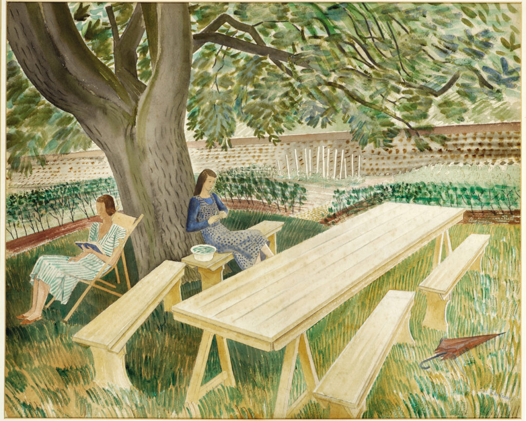 Two Women in a Garden (1933) - Eric Ravilious Tablo