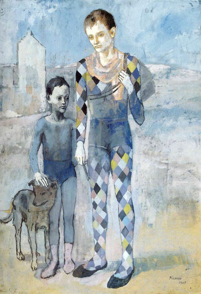 Two acrobats with a dog (1905) - Pablo Picasso Tablo