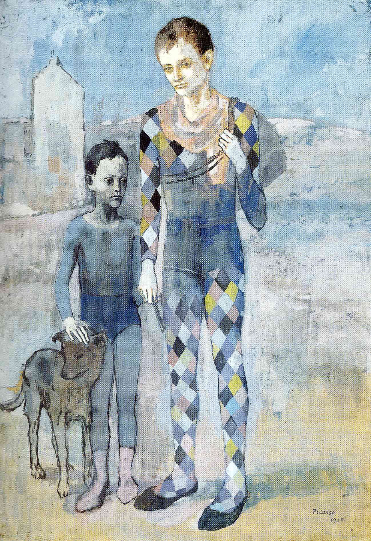 Two acrobats with a dog (1905) - Pablo Picasso Tablo