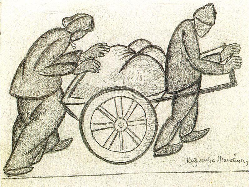 Two and a pushcart (1911) - Kazimir Malevich Tablo