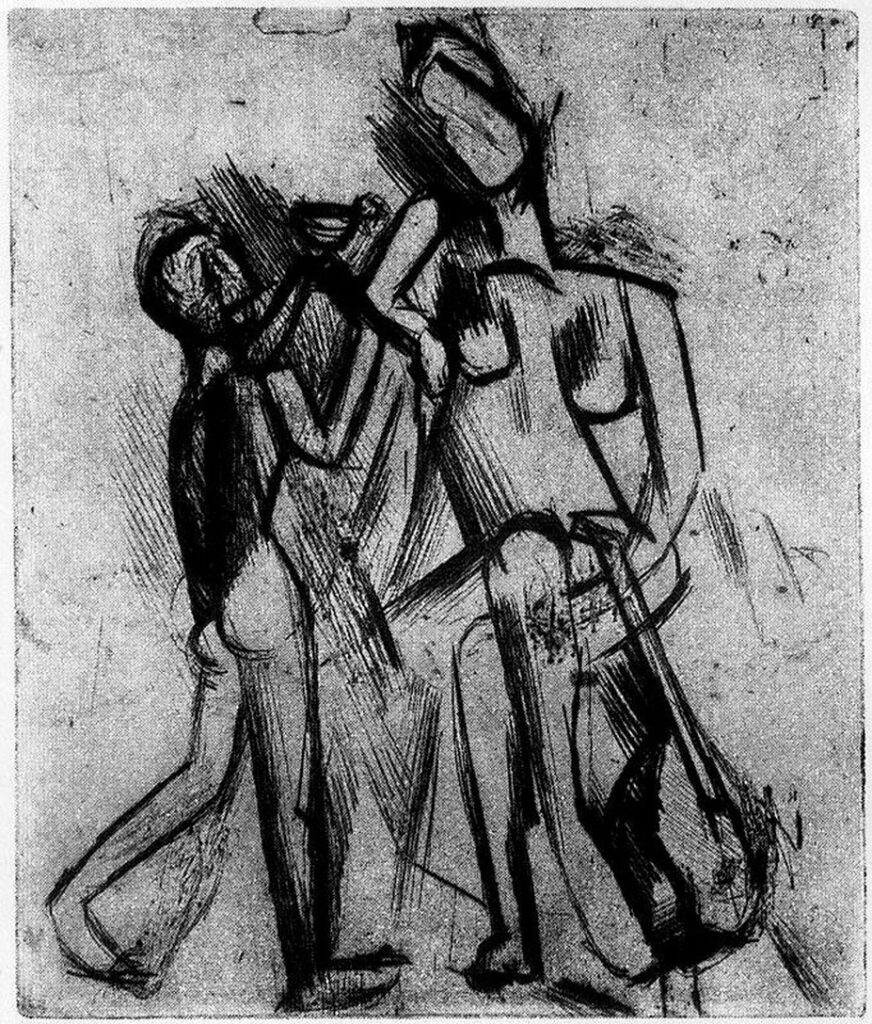 Two naked figures (1909) - Pablo Picasso Tablo
