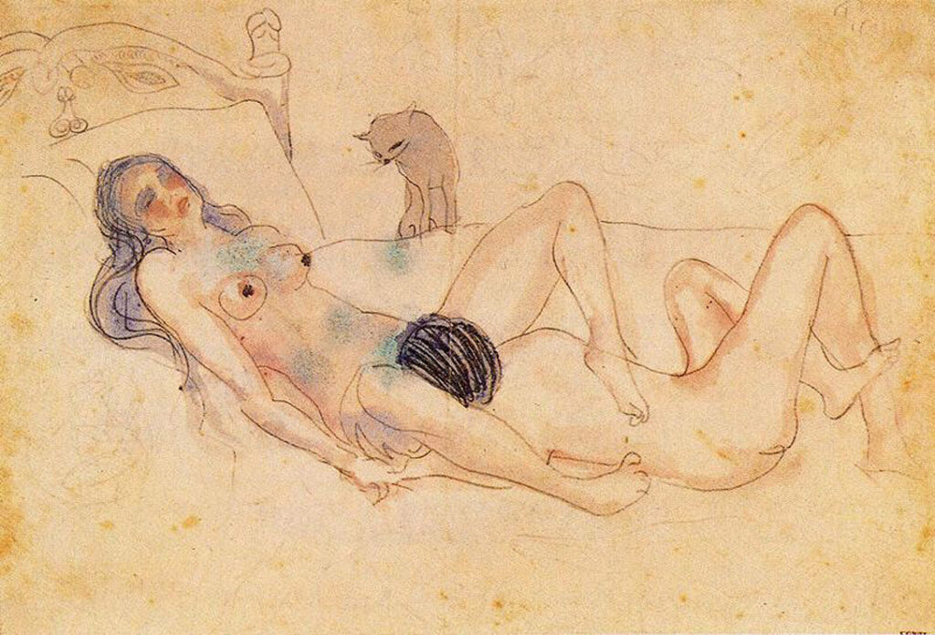 Two nudes and a cat (1903) - Pablo Picasso Tablo