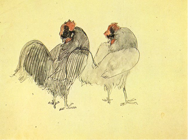Two roosters (1905) - Pablo Picasso Tablo