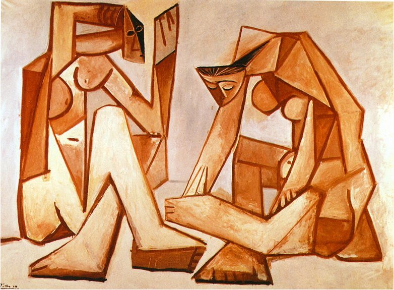 Two women on the beach (1956) - Pablo Picasso Tablo