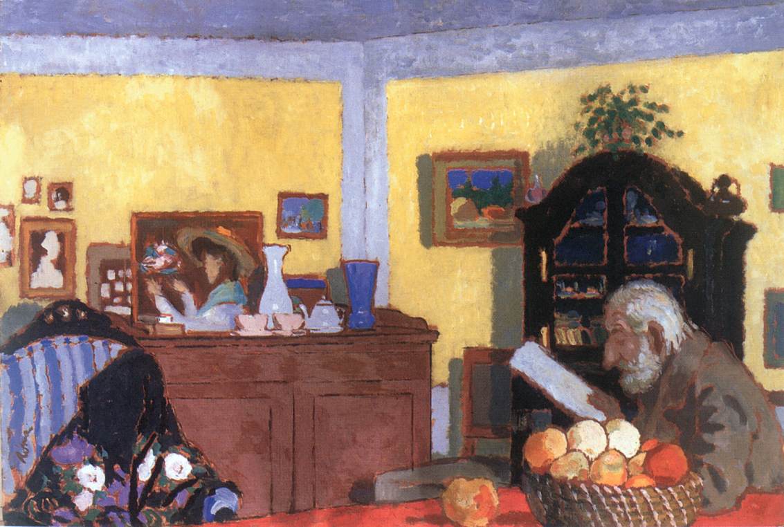 Uncle Piacsek in front of the Black Sideboard (1906) - József Rippl-Rónai Tablo