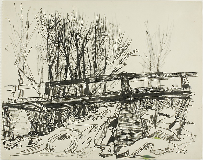 Untitled (Bridge over Stream) (1950) - Martyl Langsdorf Tablo
