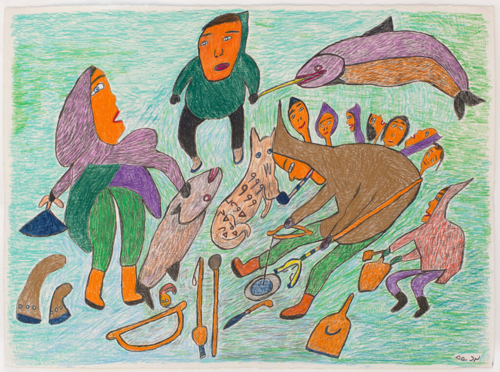 Untitled (Camp Scene With Pipe) - Ruth Annaqtuusi Tulurialik Tablo