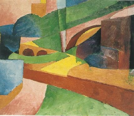 Untitled (Landscape with Bridge) - Morton Schamberg Tablo