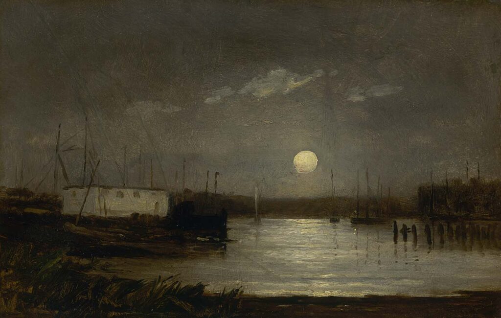 Untitled (Moon Over a Harbor) (1868) - Edward Mitchell Bannister Tablo