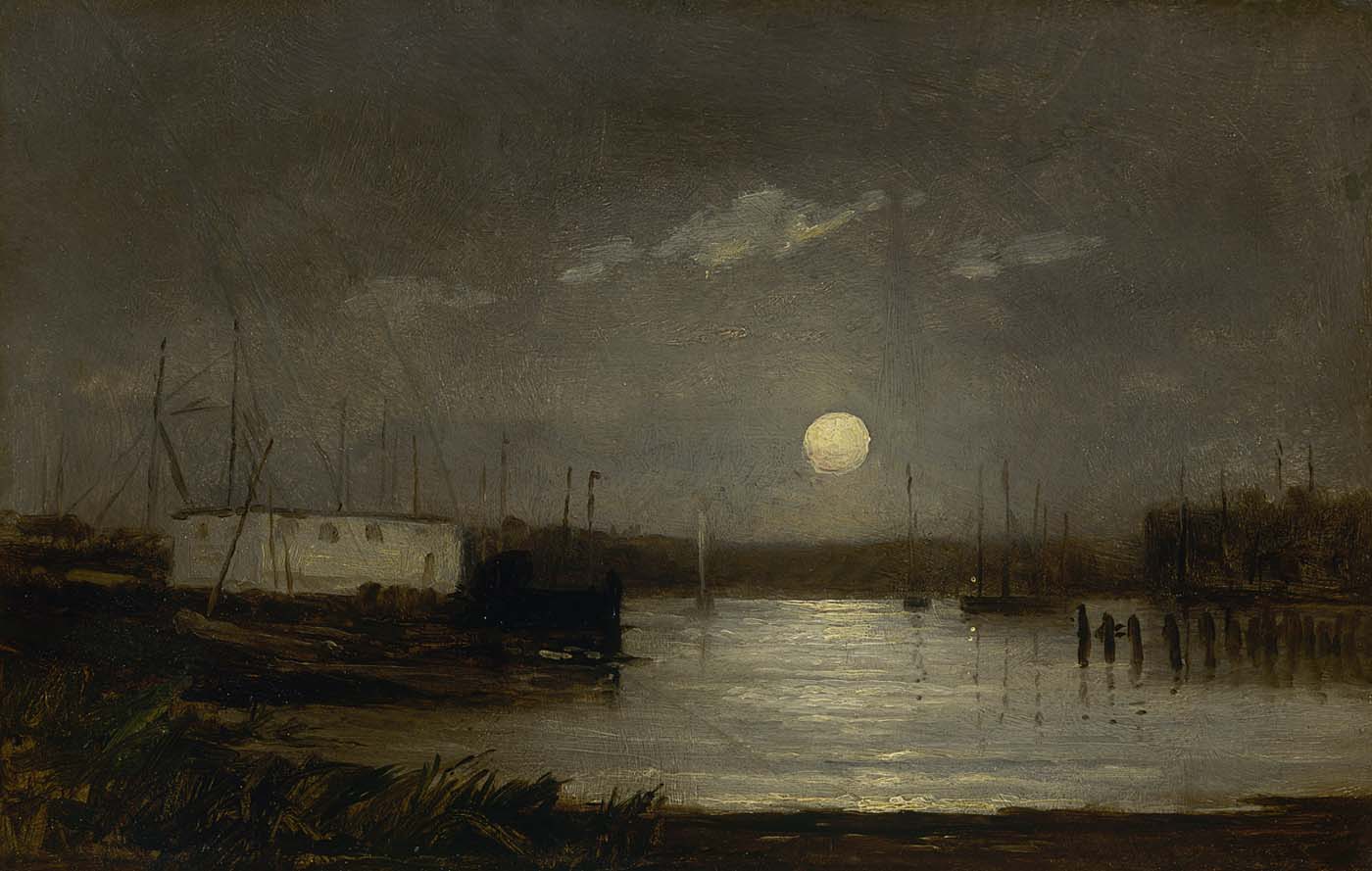 Untitled (Moon Over a Harbor) (1868) - Edward Mitchell Bannister Tablo