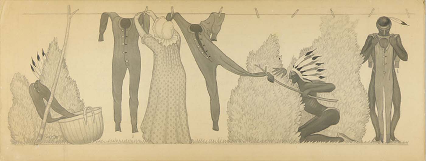 Untitled, from suite Savage Iowa (Clothesline) (1923) - Grant Wood Tablo