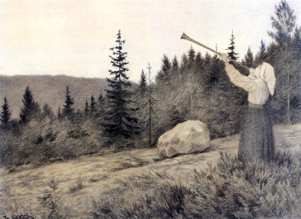 Up in the Hills a Clarion Call rings out (1900) - Theodor Severin Kittelsen Tablo