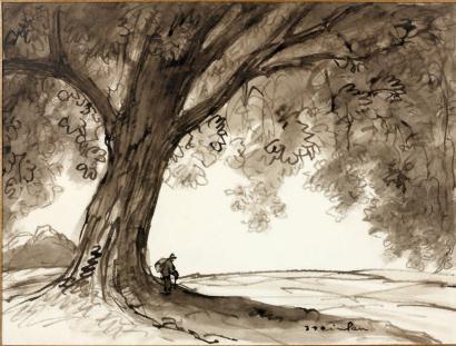 Vagabond under tree – Théophile Steinlen Tablo