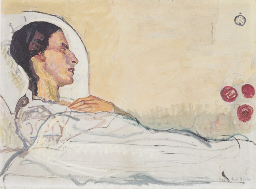 Valentine Gode Darel in hospital bed (1914) - Ferdinand Hodler Tablo
