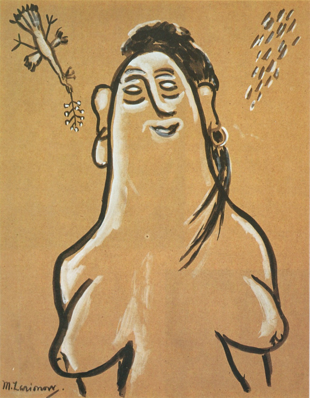 Venus with a Bird (1930) - Mikhail Larionov Tablo