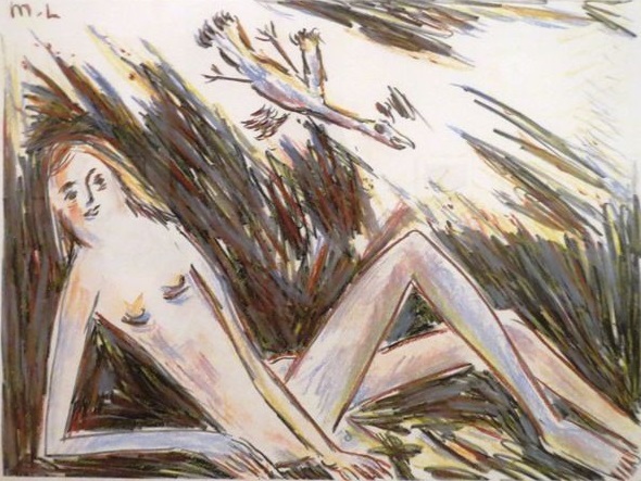 Venus with a Bird - Mikhail Larionov Tablo