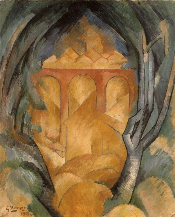 Viaduct at Estaque (1908) - Georges Braque Tablo