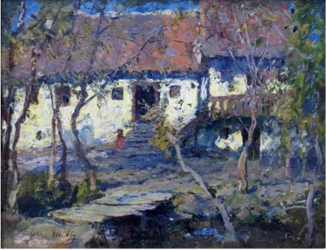 View Across a Creek - Alfred Heber Hutty Tablo