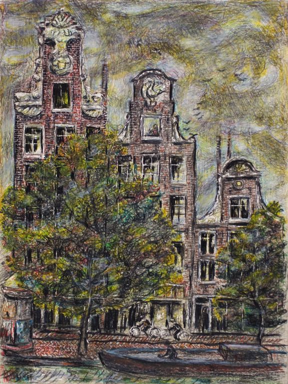 View from Hotel Window, Prinsenstraat Amsterdam, Holland – Ivan Albright Tablo