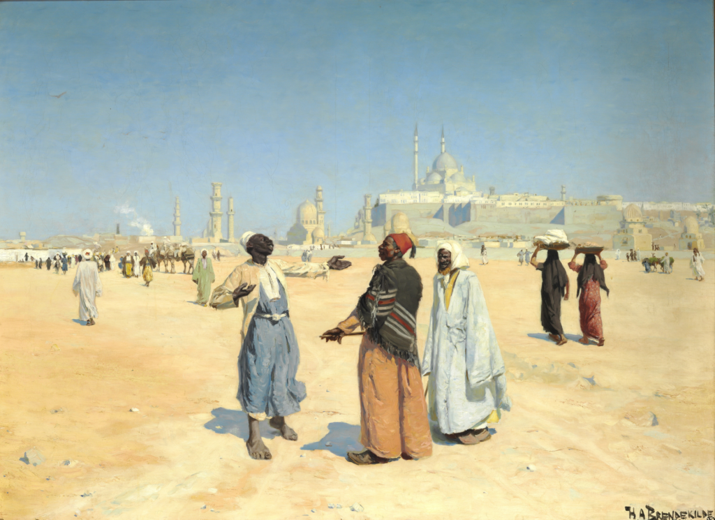 View from the Desert of Cairo with the Citadel and Mamluk Tombs in the Background - Hans Andersen Brendekilde Tablo