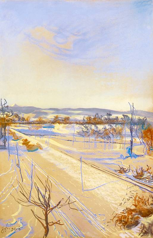 View of Kościuszko Mound from the artist's atelier (1904) - Stanisław Wyspiański Tablo