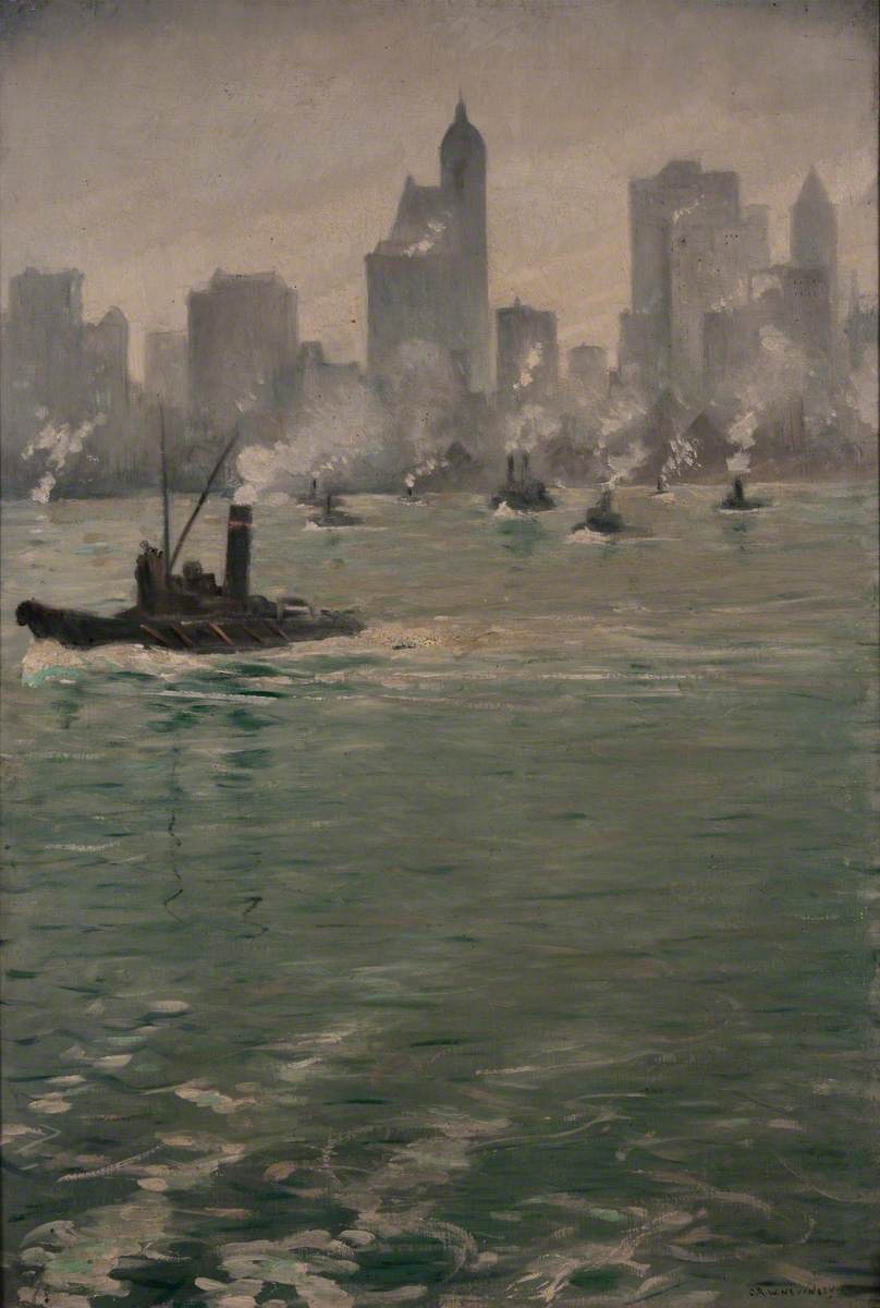 View of Lower Manhattan (1920) - C. R. W. Nevinson Tablo
