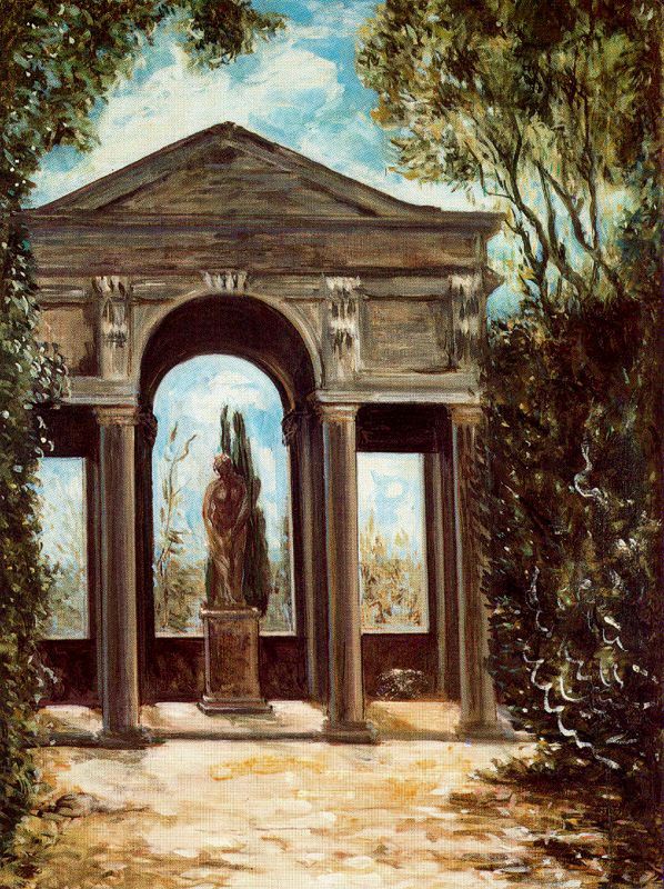 Villa Medici, pavilion with statue – Giorgio de Chirico Tablo