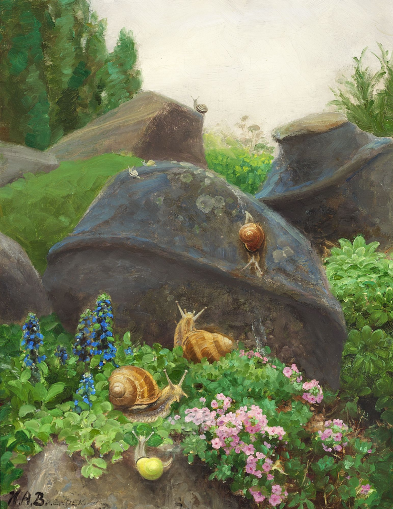 Vinbjergsnegle I Kunstmaler Brendekildes Have (1930) - Hans Andersen Brendekilde Tablo