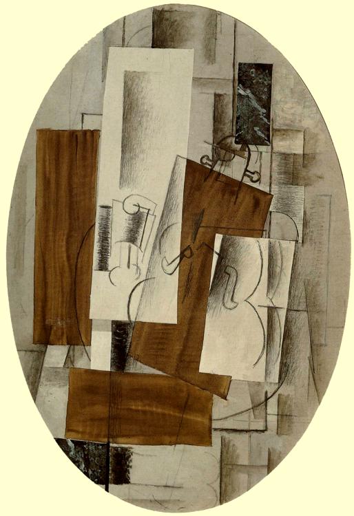 Violin and Glass (1912) - Georges Braque Tablo
