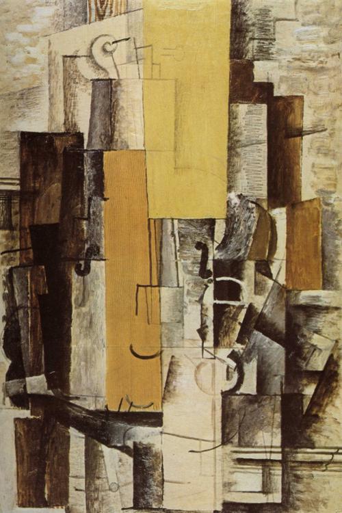 Violin and Glass (1913) - Georges Braque Tablo