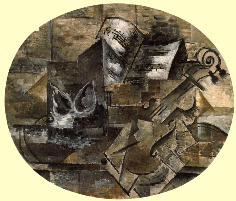 Violin and Musical Score (1910) - Georges Braque Tablo