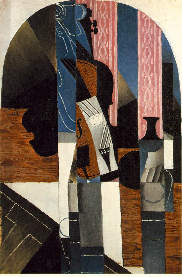 Violin and ink bottle on a table (1913) - Juan Gris Tablo
