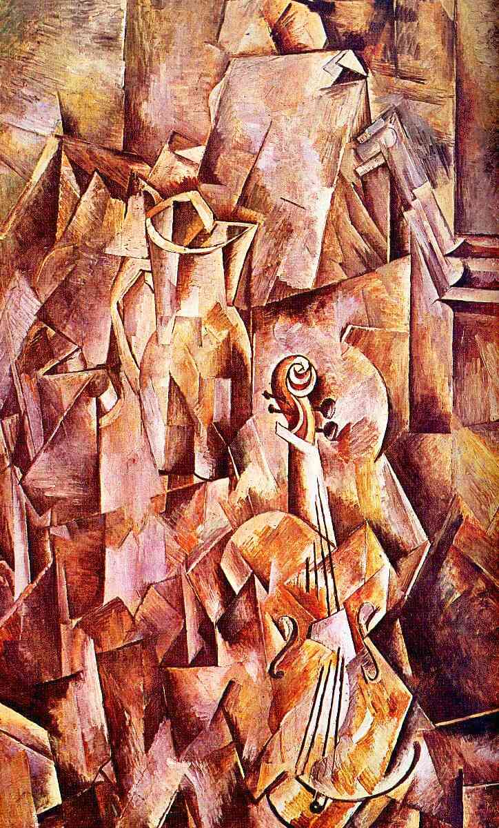 Violin and jug (1910) - Georges Braque Tablo